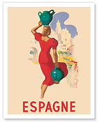 Spain (Espagne) - Blonde Spanish Beauty - c. 1930's - Fine Art Prints & Posters
