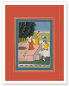 Lord Krishna - Gopis with Holy Cows - 19th Century Indian Miniature Painting - Fine Art Prints & Posters