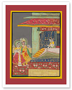 India - A Prince with his Beloved - Indian Miniature Painting - c. 1800's - Fine Art Prints & Posters