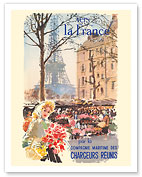 Vers la France (To France) - Paris - Eiffel Tower - Chargeurs Réunis - c. 1950's - Fine Art Prints & Posters