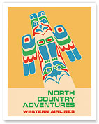 North Country Adventures - Pacific Northwest Totem Pole - Western Airlines - c. 1960's - Fine Art Prints & Posters