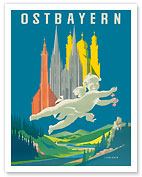 Ostbayern (Eastern Bavaria), Germany - Regensburg and Passau Cathedrals - c. 1951 - Fine Art Prints & Posters