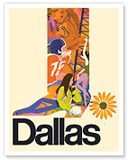 Dallas, Texas - Cowboy Boot with Sunflower Spur - c. 1960's - Fine Art Prints & Posters