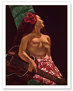 Island Girl with Guitar, Hawaii - Fine Art Prints & Posters