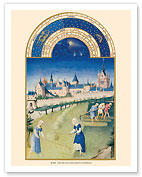 June: Palace & Sainte-Chapelle - Book of Hours (Très Riches Heures) - c. 1400's - Fine Art Prints & Posters