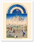 October: Louvre Castle - Book of Hours (Très Riches Heures) - c. 1400's - Fine Art Prints & Posters