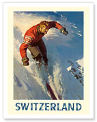 Switzerland - Alps Skiing - c. 1950's - Fine Art Prints & Posters