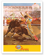 Matador Bull Fighting - Iberia Air Lines of Spain - c. 1962 - Fine Art Prints & Posters