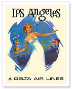 Los Angeles, California - Delta Air Lines - c. 1970's - Fine Art Prints & Posters