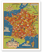 Potash Mining of Alsace, France (La Potasse D'Alsace) - Map of France - c. 1950 - Giclée Art Prints & Posters