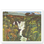 Waterfall - Hamakua Coast, Island of Hawaii - United Air Lines - c. 1960's - Fine Art Prints & Posters