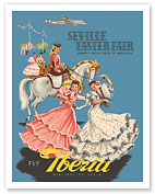 Seville Easter Fair - Fiesta Andalusia (Andalucia) - Iberia Air Lines of Spain - c. 1950's - Fine Art Prints & Posters