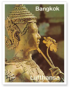 Bangkok, Thailand - Golden Kinnara - The Temple of Emerald Buddha - Lufthansa German Airlines - Giclée Art Prints & Posters