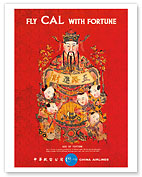 Fly CAL with Fortune - Tsai Shen Yeh, God of Wealth - China Airlines - Fine Art Prints & Posters