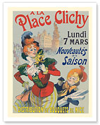 A La Place Clichy - Paris, France - Nice Flower Bouquets Distribution - c. 1890's - Giclée Art Prints & Posters