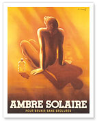 Ambre Solaire Sunscreen - Tan Without Burns (Pour Brunir Sans Brûlures) - c. 1936 - Fine Art Prints & Posters