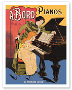 The First Lesson - A. Bord Pianos, Paris - c. 1900 - Giclée Art Prints & Posters