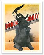 Barnum & Bailey Circus - Elephant and Trapeze Artist - c. 1896 - Fine Art Prints & Posters