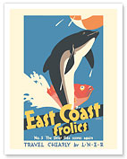 East Coast Frolics - Dolphin & Fish - London & North Eastern Railway - c. 1933 - Fine Art Prints & Posters