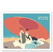 East Coast - Beach Umbrella - London & North Eastern Railway (LNER) - c. 1928 - Fine Art Prints & Posters