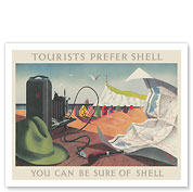 Tourists Prefer Shell (Motor Oil) - Shell-Mex and BP Ltd - c. 1936 - Fine Art Prints & Posters