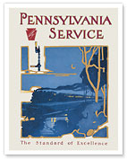 Pennsylvania Service - Night Train - Pennsylvania Railroad - c. 1940's - Fine Art Prints & Posters