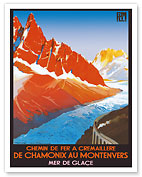 Chamonix to Montenvers, France - Mer de Glace Glacier - (PLM) French Railroad - c. 1920 - Fine Art Prints & Posters