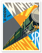 South for Winter Sunshine - Southern Railway Trains - c. 1929 - Giclée Art Prints & Posters