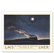 Night Train to Scotland - LMS-LNER London & North Eastern Railway - c. 1932 - Fine Art Prints & Posters