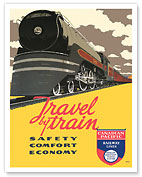 Travel by Train - Canadian Pacific Railway Lines - c. 1940 - Giclée Art Prints & Posters