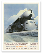 Chicago - New York Central System - The New 20th Century LTD - c. 1940's - Giclée Art Prints & Posters