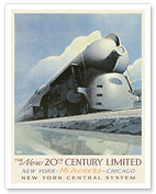 Chicago - New York Central System - The New 20th Century LTD - c. 1940's - Fine Art Prints & Posters