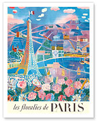The Flowers of Paris, France (Les floralies de Paris) - Eiffel Tower - c. 1966 - Fine Art Prints & Posters