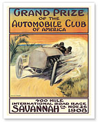 1908 Savannah Georgia 400 Mile International Road Race - Automobile Club of America - Fine Art Prints & Posters