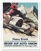 1938 German Grand Prix - Hans Stuck Race Driver - Sieger AUF Auto Union - Giclée Art Prints & Posters