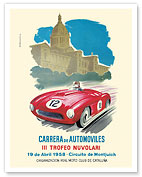 Auto Race (Carrera de Automóviles) - 3rd Tazio Nuvolari Trophy - Montjuïc Circuit, Spain - Giclée Art Prints & Posters