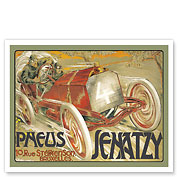 Camille Jenatzy (The Red Devil) - Automobile Tires (Pneus) - c. 1906 - Fine Art Prints & Posters