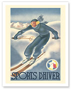 Winter Sports (Sports d’Hiver) - Paris-Lyon-Méditerranée Railway - Ski - Giclée Art Prints & Posters