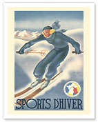 Winter Sports (Sports d’Hiver) - Paris-Lyon-Méditerranée Railway - Ski - Fine Art Prints & Posters