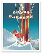Davos Switzerland - Parsenn Ski Area - Funicular Railway - c. 1943 - Fine Art Prints & Posters