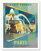 Visit Paris France - Place de la Concorde Square - French National Railways - c. 1952 - Fine Art Prints & Posters