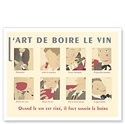 The Art of Drinking Wine (L’Art de Boire le Vin) - c. 1920's - Fine Art Prints & Posters