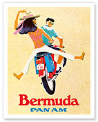 Bermuda - Couple on Scooter - Pan American World Airways - c. 1960's - Fine Art Prints & Posters