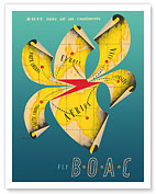 All Six Continents - Fly BOAC (British Overseas Airways Corporation) - c. 1951 - Giclée Art Prints & Posters