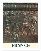 France - Châtillon-sur-Seine - Horse and Carriage Engraving - c. 1960's - Fine Art Prints & Posters