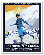 Chamonix Mont-Blanc, France - Winter Sports - Paris-Lyon-Mediterrannee (PLM) - c. 1924 - Fine Art Prints & Posters