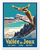 Vallée de Joux, Switzerland - Swiss Jura Mountains Ski Jumping - c. 1930's - Fine Art Prints & Posters