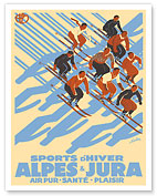 Swiss Alpes and Jura Mountains - Winter Ski Sports - Paris-Lyon-Mediterrannee (PLM) - c. 1932 - Fine Art Prints & Posters