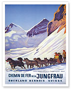 Jungfrau Railway Switzerland - Bernese Alps - Dog Sled Huskies - c. 1925 - Fine Art Prints & Posters