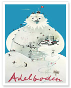 Adelboden Switzerland - Snowman Ski Mountain - c. 1947 - Fine Art Prints & Posters
